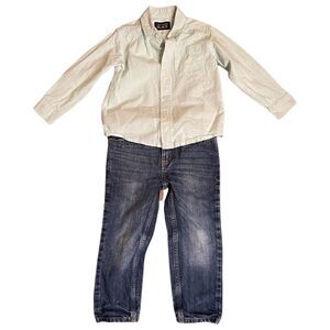 Carter’s Button Down Shirt pastel Green and OshKosh B’gosh Jeans Size 3T